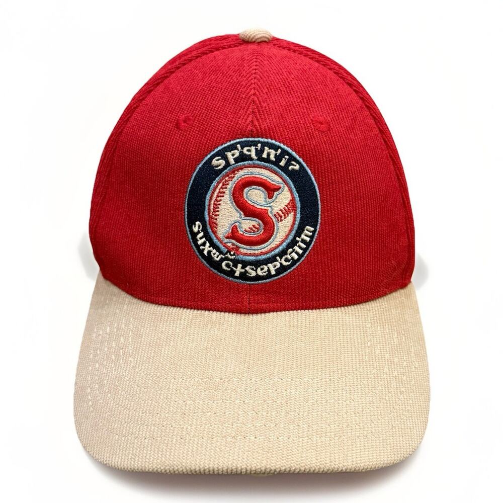 Melonwear Mens Red Spokane Indians Corduroy Embroidered Pepsi Strapback Hat Cap